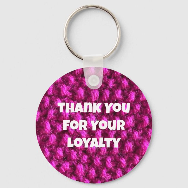 Business Promotion Pink Yarn Customer Appreciation Key Ring (Front)