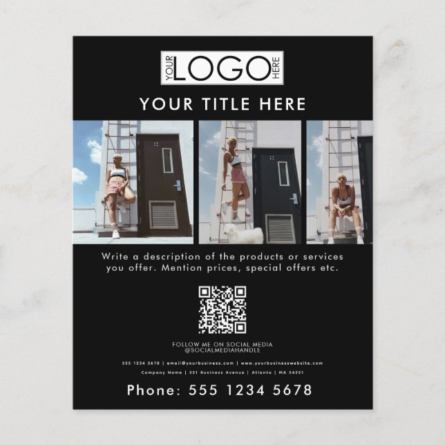 Business Promotional Beauty Fashion Model Black Flyer (Front)