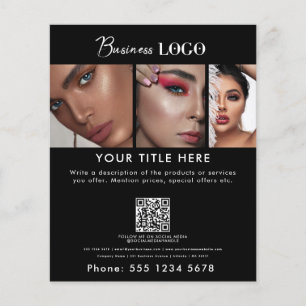 Business Promotional Beauty Hair Nail Makeup Black Flyer