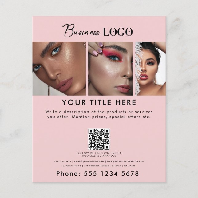 Business Promotional Beauty Hair Nail Makeup Salon Flyer (Front)