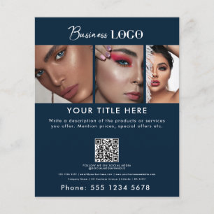 Business Promotional Beauty Hair Nail Salon Blue Flyer
