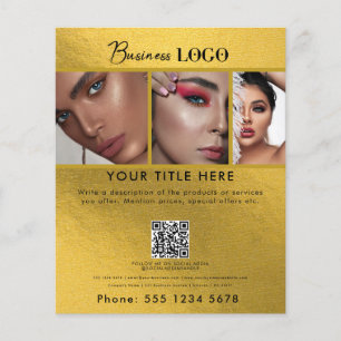 Business Promotional Beauty Hair Nail Salon Gold Flyer