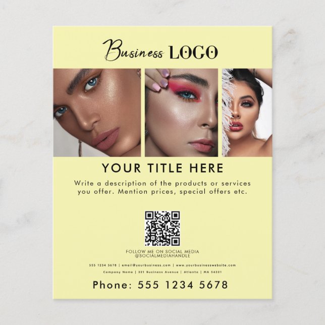 Business Promotional Beauty Hair Nail Salon Yellow Flyer (Front)