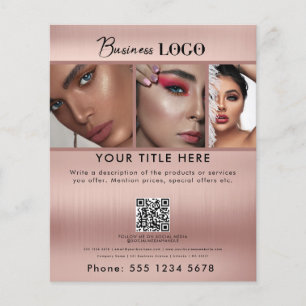 Business Promotional Beauty Hair Salon Rose Gold Flyer