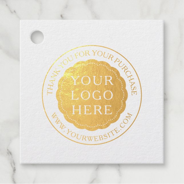 Business Promotional Foil Favor Tag with Logo (Front)