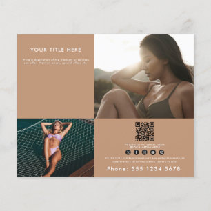 Business Promotional Photo QR Code Modern Brown Flyer