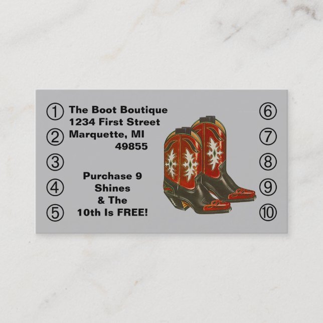 Business Punch Card Cowboy Horse Western Boots (Front)