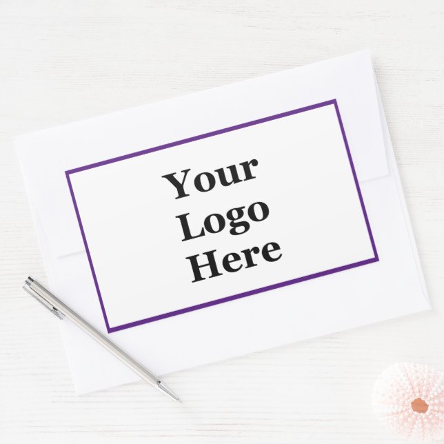 Business Purple and White Your Logo Here Template Rectangular Sticker (Envelope)