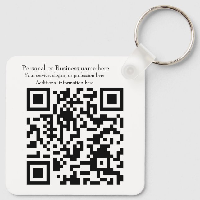 Business QR code and Logo Basic Key Ring (Back)