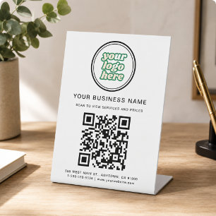 Business QR Code and Logo Pedestal Sign