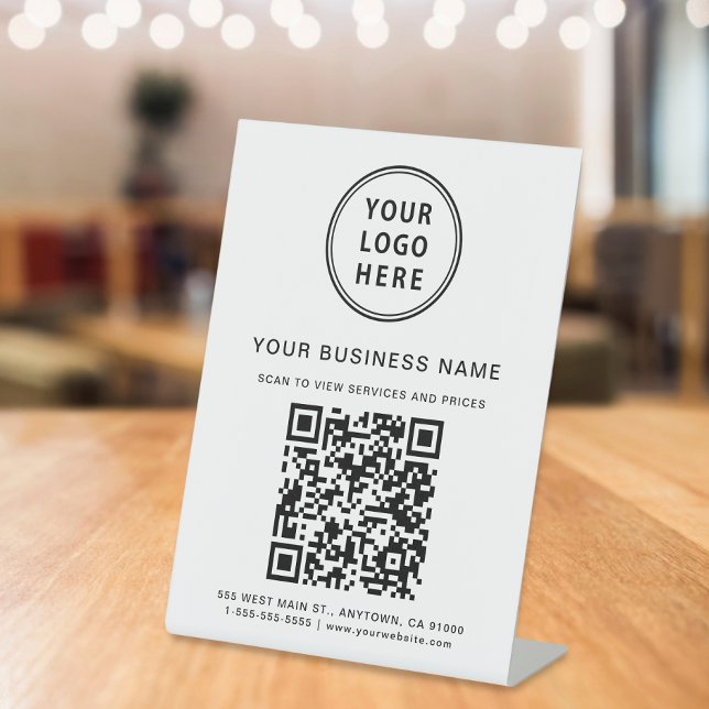 Business QR Code and Logo Pedestal Sign (A QR code sign to effortlessly connect your customers to your online platforms)