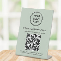 Business QR Code and Logo Sage Green