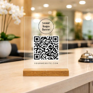 Business QR code and website    logo Acrylic Sign