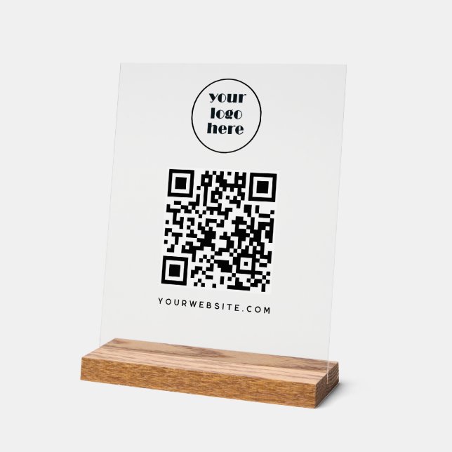 Business QR code and website  | logo Acrylic Sign (Angle)