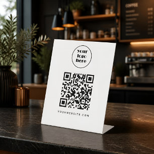 Business QR code and website logo Pedestal Sign
