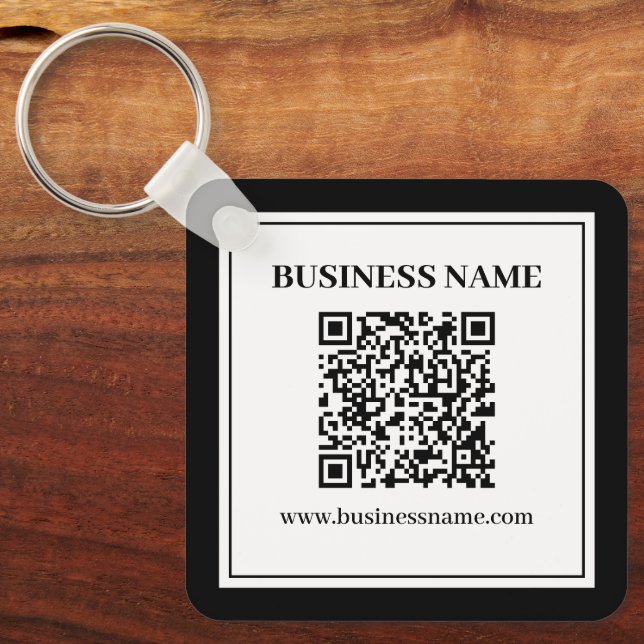 Business QR code | Black & White Key Ring (Front)