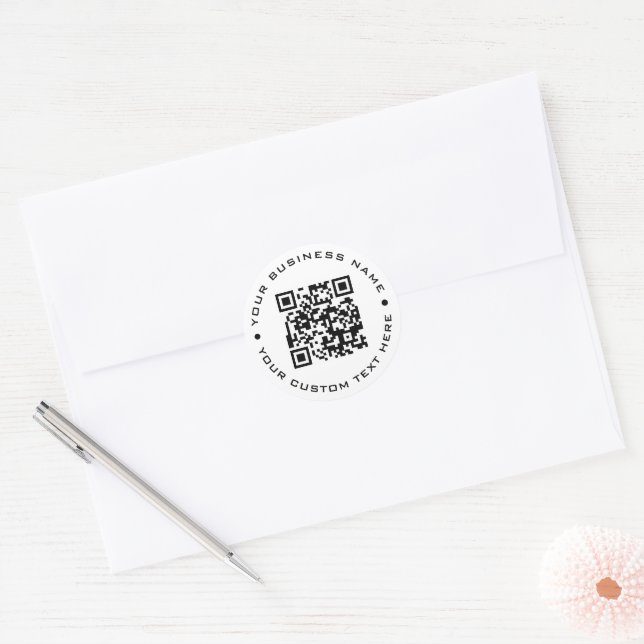 Business Qr Code Chic Modern Minimal Simple Classic Round Sticker (Envelope)