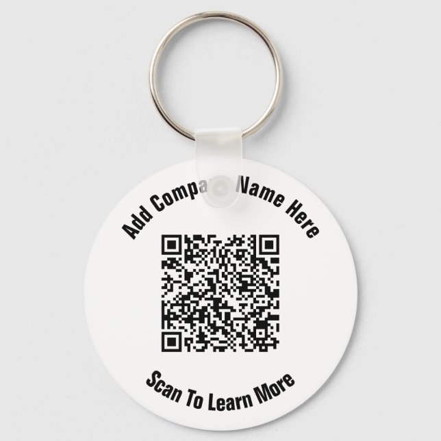 Business QR Code Company Name Text Template Key Ring (Front)