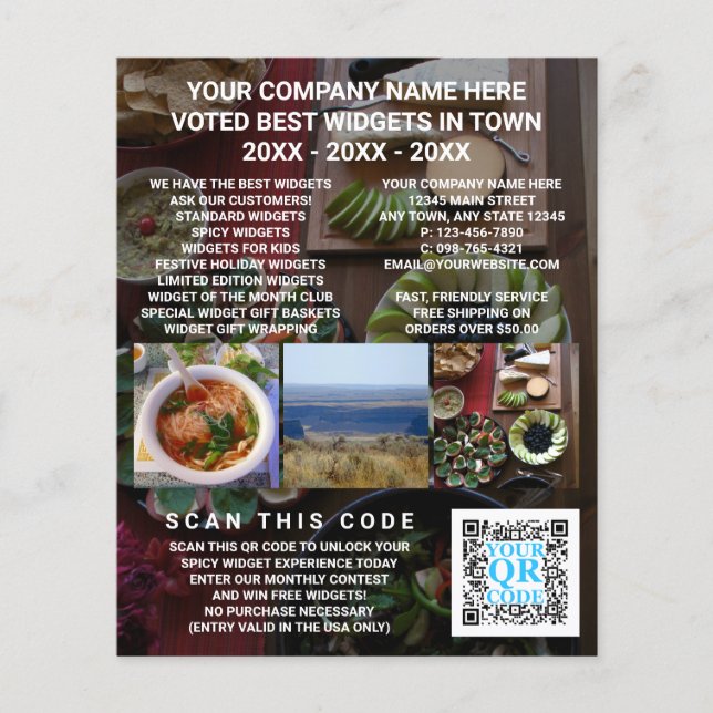 Business QR Code Dark Photo Advertising Custom Flyer (Front)