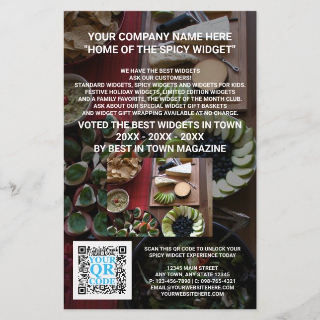 Business QR Code Dark Photo Custom Marketing Flyer (Front)