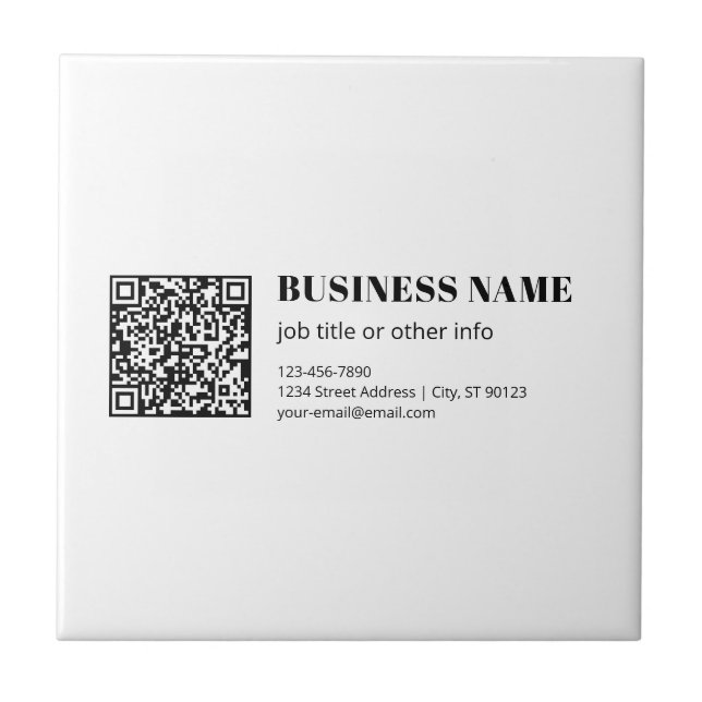 Business QR code & Editable Retro-Modern Text Ceramic Tile (Front)