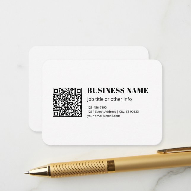 Business QR code & Editable Retro-Modern Text Enclosure Card (Front/Back In Situ)