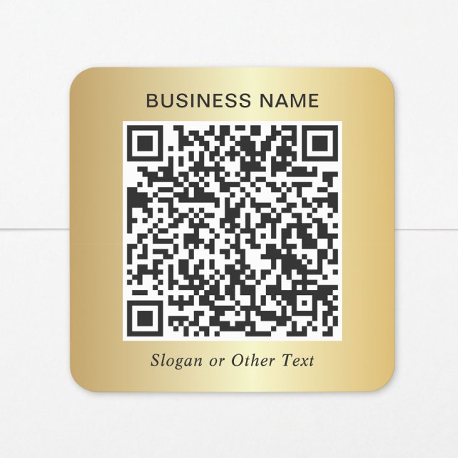 Business QR Code Gold Square Sticker (Creator Uploaded)