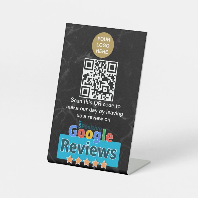 Business QR Code Google Review Pedestal Sign (Front)