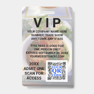 Business QR Code Light Photo Cool Promo Event VIP ID Badge