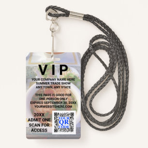 Business QR Code Light Photo Cool Promo Event VIP ID Badge