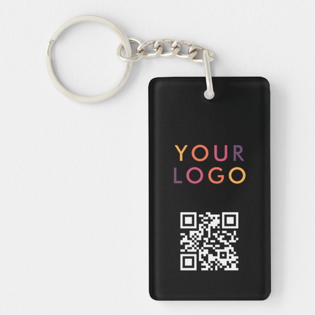 Business QR Code Logo Black Key Ring (Front)