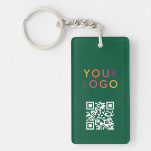 Business QR Code Logo Green Key Ring