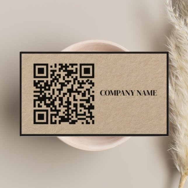 Business QR Code & Logo l Modern Rustic Black  Business Card (Creator Uploaded)