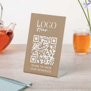 Business QR Code Logo Modern Simple Salon Spa Pedestal Sign