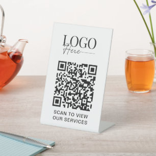 Business QR Code Logo Modern Simple Salon Spa Pedestal Sign