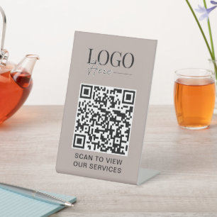 Business QR Code Logo Modern Simple Salon Spa Pedestal Sign