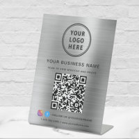 Business QR Code Logo Social Media Silver