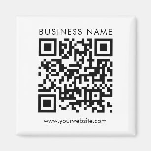 Business QR Code Logo Text Custom Square Template Magnet