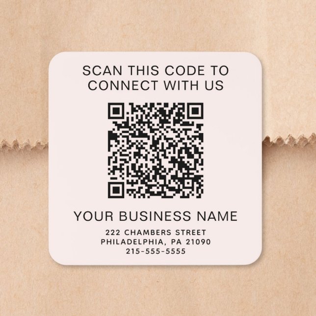 Business QR Code Pink Square Sticker (Business QR Code Pink Square Sticker)