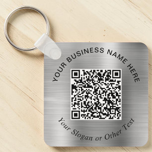 Business QR Code Promo Silver Key Ring