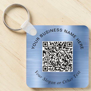 Business QR Code Promotional Blue Key Ring