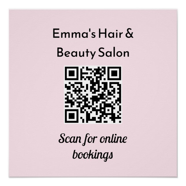 Business QR Code Promotional Custom Beauty Salon Poster (Front)