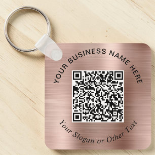 Business QR Code Promotional Rose Gold Key Ring