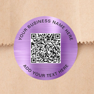 Business QR Code Purple Stickers Roll