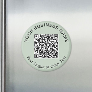 Business QR Code Sage Green Promotional Magnet