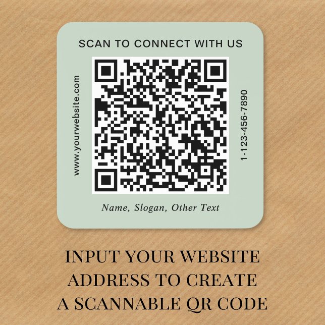 Business QR Code Sage Green Square Sticker (Creator Uploaded)