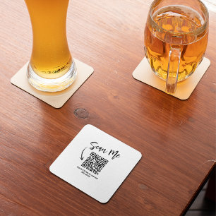 Business QR Code Scan Me Menu Custom Square Paper Coaster