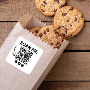 Business QR Code Scan Me Square Sticker