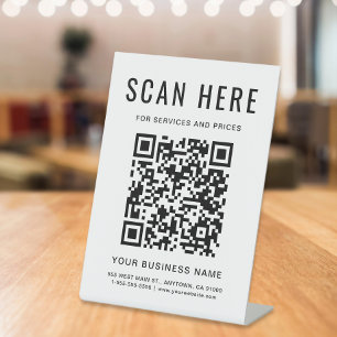 Business QR Code Tabletop Pedestal Sign