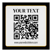 Business QR code w/Top & Bottom Text, Black & Gold